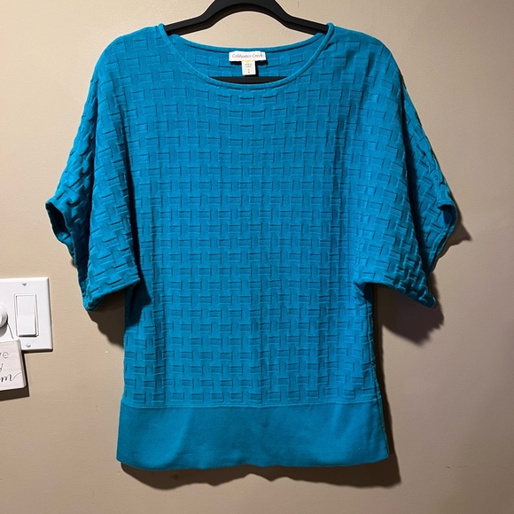 Coldwater Creek Ladies S Bright Blue Waffle Top - Picture 7 of 8